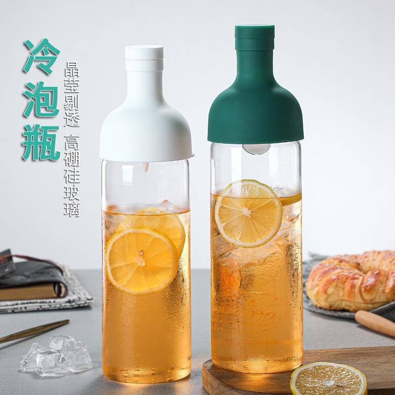 大容量玻璃杯水杯夏季密封水瓶水壶冷萃杯冷泡办公室茶杯简约冷