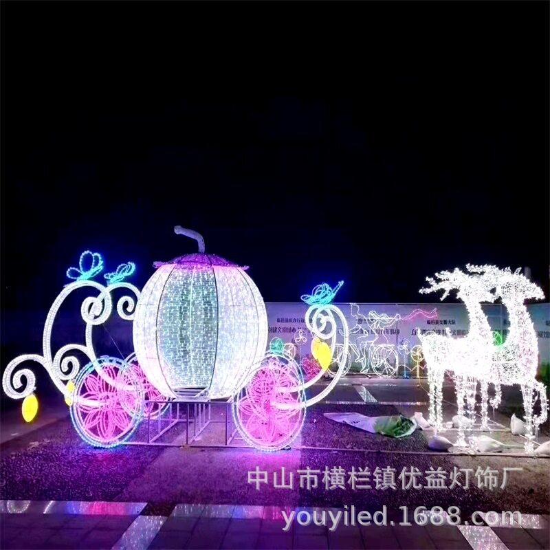 LED鹿拉车造型灯滴胶动物商场公园装饰工程亮化圣诞节日景观灯