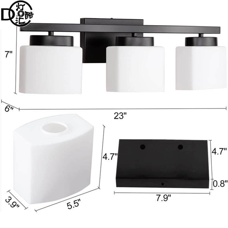 新款式复内古工业风浴室镜前灯DK8314室长方形奶白玻璃墙美壁灯具