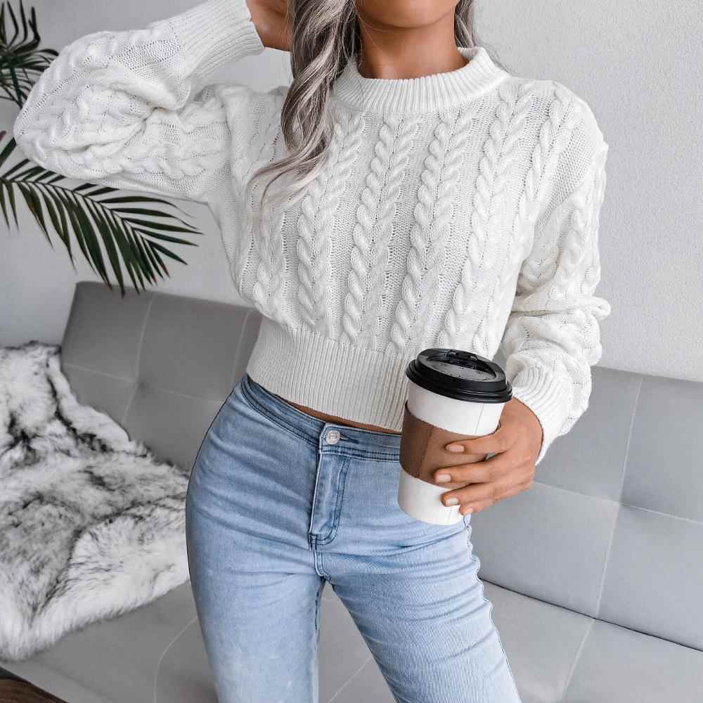 loose twist pullovers women elegant contrast long female