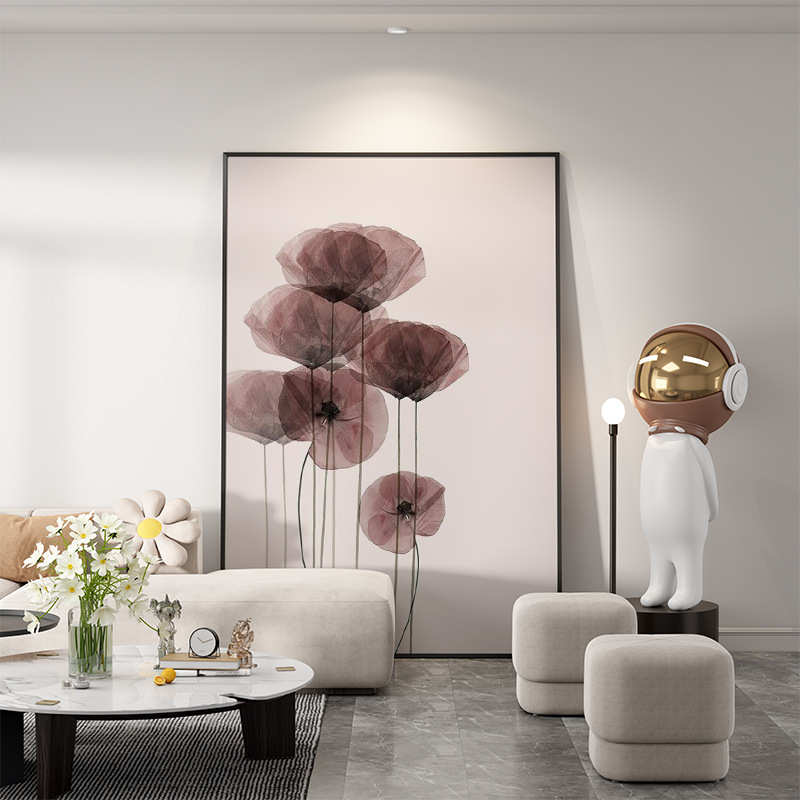 现代简约装饰画轻奢棕色抽象花卉卧室床头挂画北欧客厅背景墙壁画图片