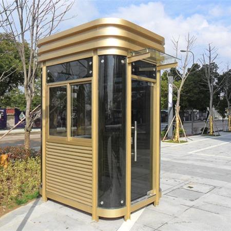 四角圆弧钢结亭保岗安岗亭门卫保安执勤治安810亭户外移构动门临