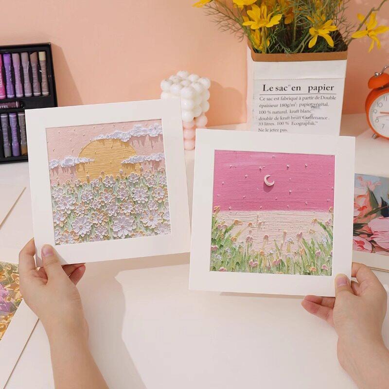 油画棒美术作品展示框卡纸画框装裱定制硬纸板纸质裱画简易纸相框
