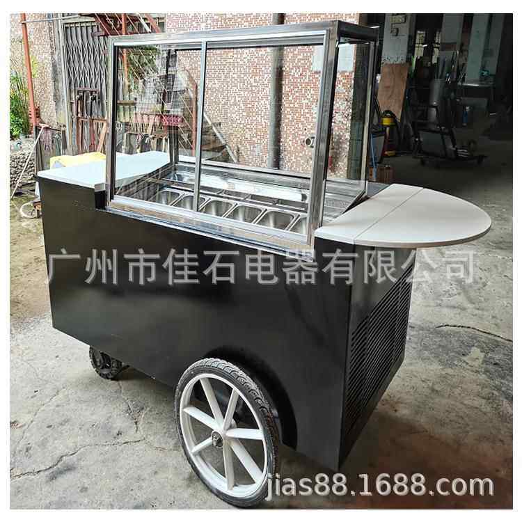 厂家新款 冰激凌手推车 商用 6盘雪糕花车 110V 户外冰淇淋餐车
