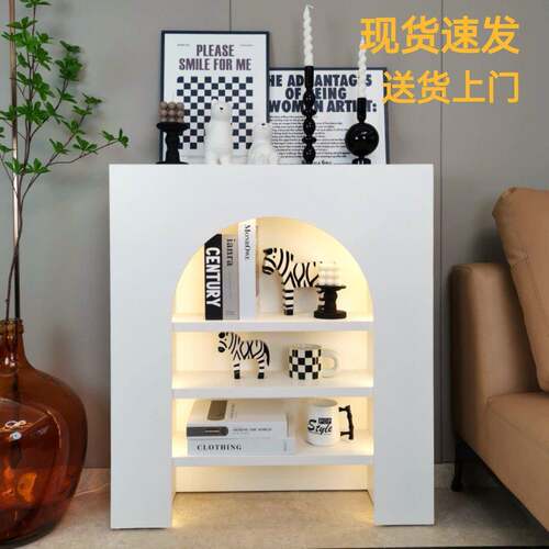 法式带灯壁炉装饰柜白色黑色美式壁炉直播间展示柜民宿北欧玄关柜