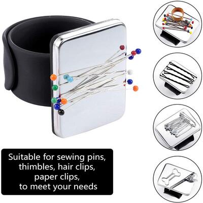 Magnetic Sewing Pincushion Silicone Wrist Needle Pad Safe Br