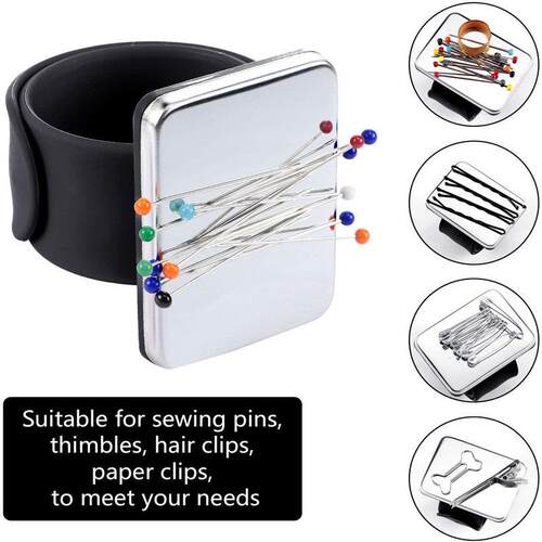 Magnetic Sewing Pincushion Silicone Wrist Needle Pad Safe Br