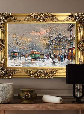 世界名画风景油画轻奢美欧式巴黎街景装饰画复古客厅餐厅玄关挂画