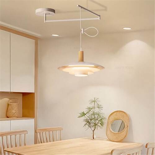 可移位飞碟餐厅吊灯 ph5多层丹麦圆桌岛台摇臂伸缩单头饭厅吊灯具