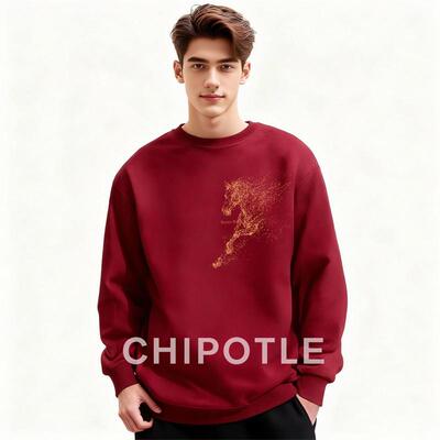 韩国CHIPOTLE马年本命年酒红色卫衣男士2026春季新款时尚百搭上衣