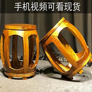 金丝楠木鼓凳方凳靠背椅矮凳大小叶桢楠椅子中式实木原木家具定制