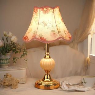 欧式简约玻璃台灯新中式卧室床头灯复古灯罩装饰轻奢北欧家用美式