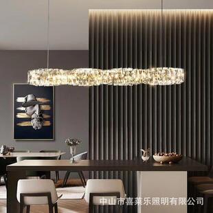 餐厅灯吊灯水晶轻奢灯现代简约饭厅餐桌吧台长条创意设计师款
