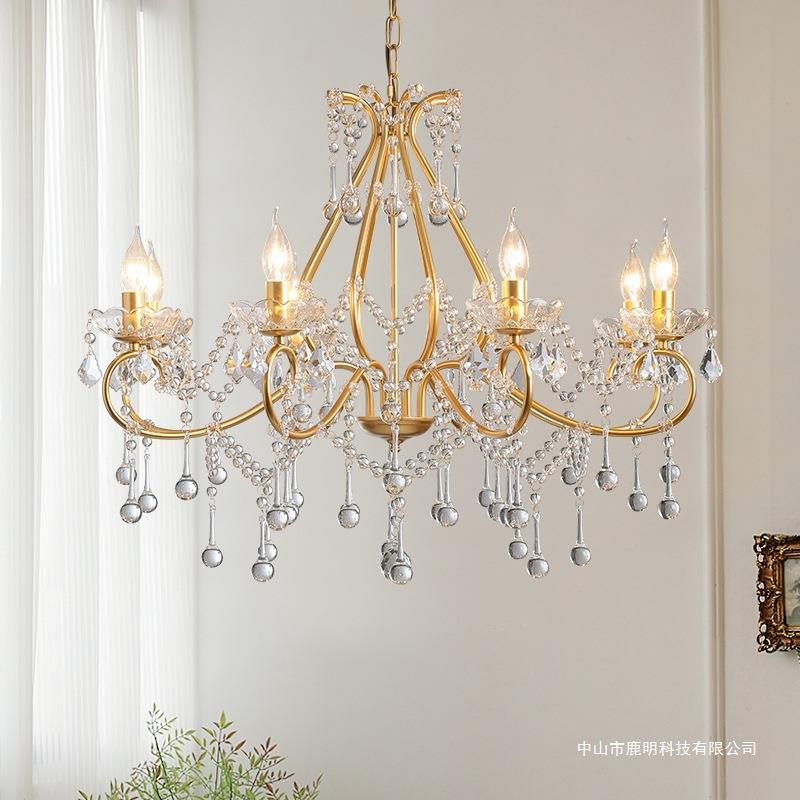 美式复古蜡烛水晶吊灯浪漫法式中古宫廷酒店卧室欧橱窗餐厅客厅灯