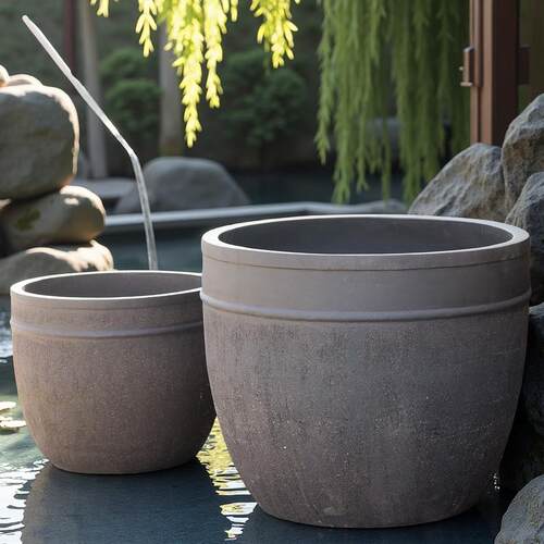 复古做旧圆形大花盆室外花箱加高阳台绿植盆种植箱深加厚紫砂睡莲