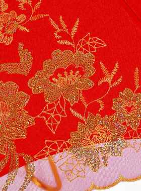 新娘伞长柄丝遮阳伞蕾花UOL贵雨伞双层花开富绣边花伞婚庆用品