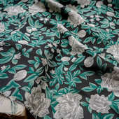 春秋文艺花束大经典 风面料女装 包装 不透提花简约花朵草绿布柔软