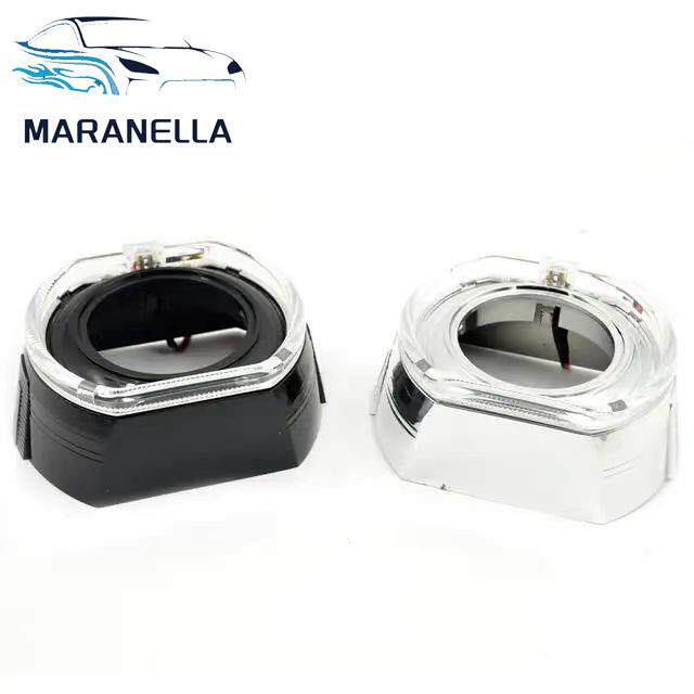 新款双色光导一体罩天使眼 2.5寸3.0寸汽车大灯装饰罩方形透镜LED