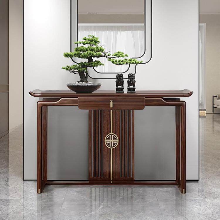 新中式玄关桌中式条案乌金木端景台实木玄玄关柜入户门厅柜供佛桌