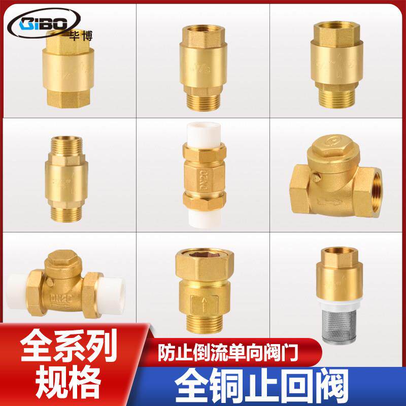 黄铜立式止回阀自来水管道水表水泵止逆阀4分6分1寸内外丝单向阀