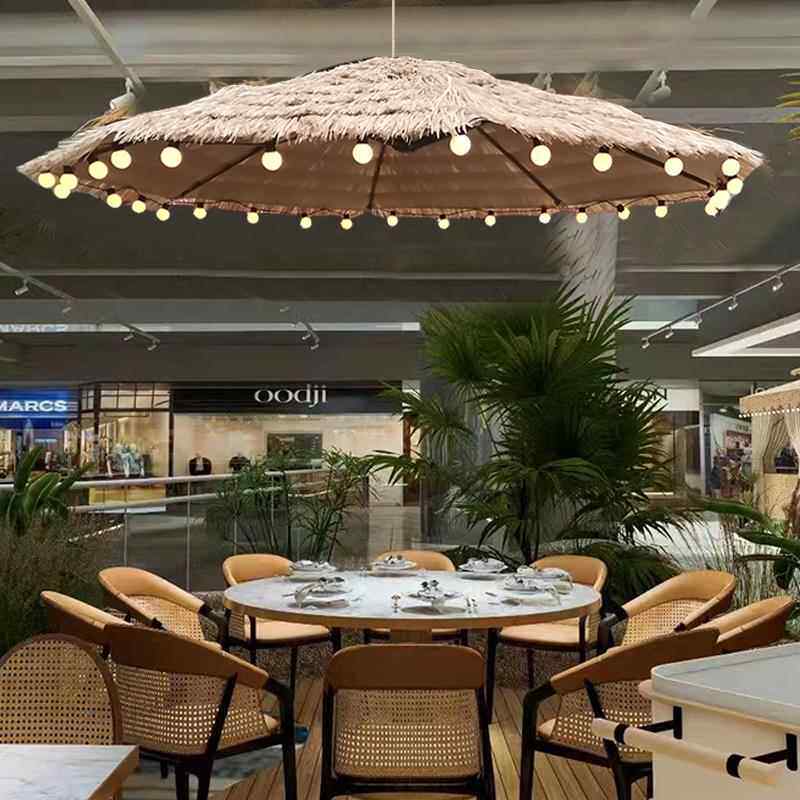 户外遮阳伞彷真茅草农庄伞民宿庭院室内花园火锅店装饰稻草悬挂伞