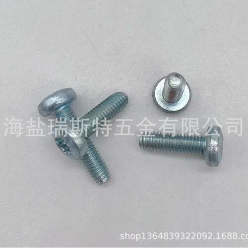 实体工厂盘头三角牙自锁螺钉，DIN7500C三角牙螺钉，三角牙蓝白锌