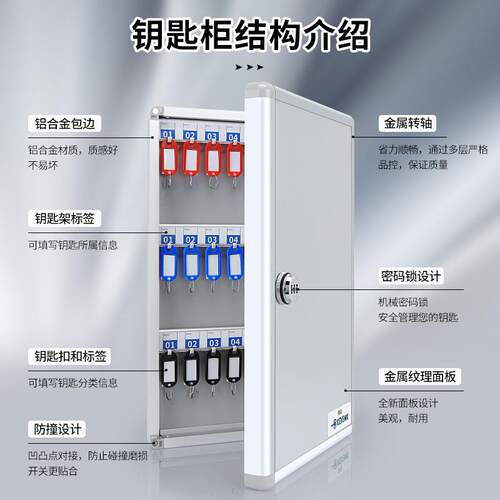 铝合金密码钥匙箱壁挂盒式管理房产中介汽Y-1072车纳钥匙柜挂收存