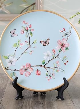 美式乡村陶瓷装饰盘子摆件摆盘看盘客厅样板房玄关装饰品摆设新款