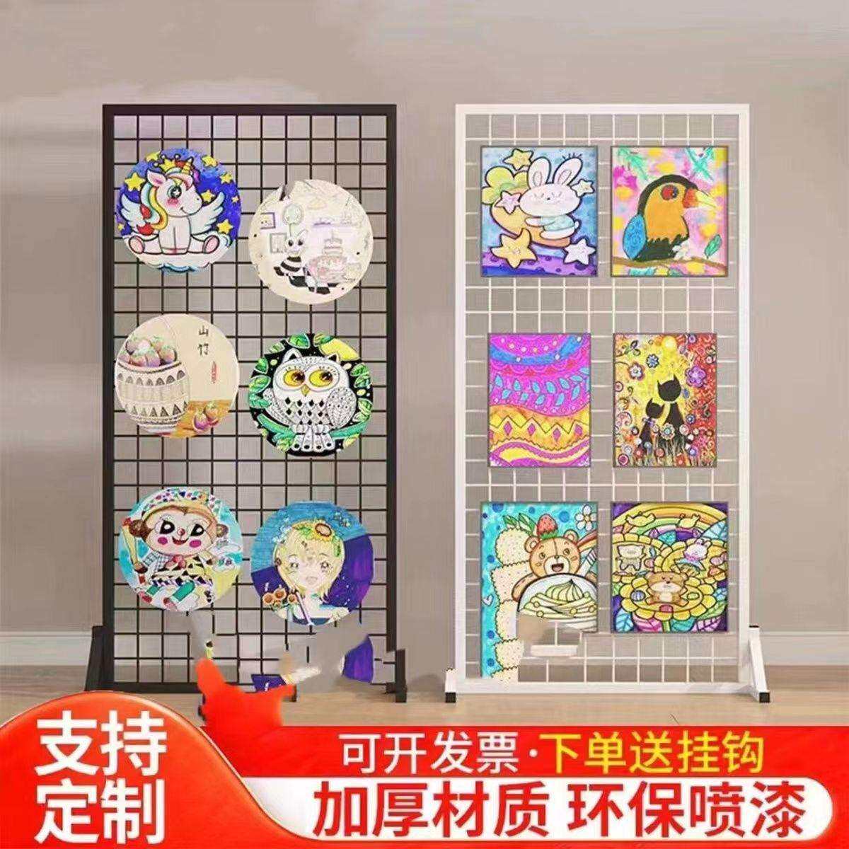 学校网架网架移动货架铁艺收纳落地铁丝网置物架幼儿园作品展示批