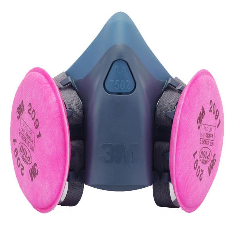 3M 防尘面具套装7502配2091滤棉 防粉尘电焊烟玻璃纤维工业面罩