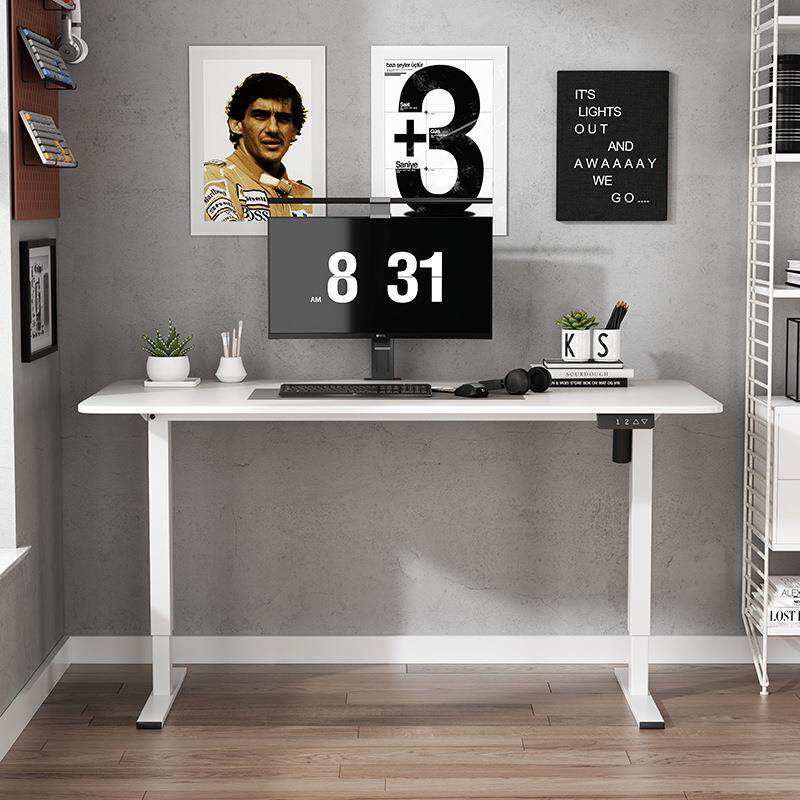 家用电动升降桌电脑桌高度可调办公桌木质学习桌电竞桌