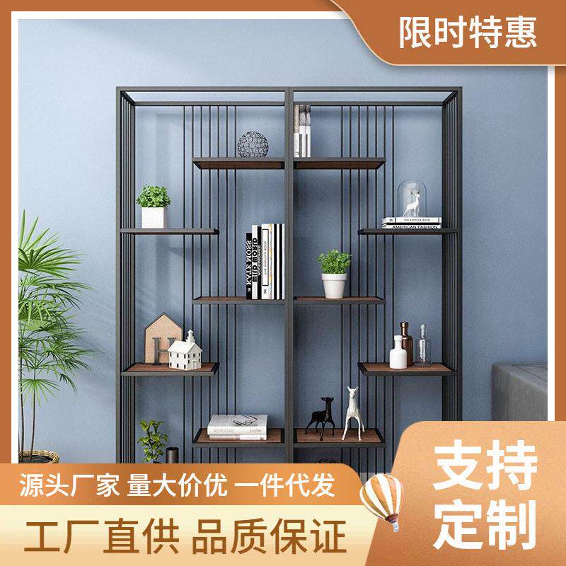 铁艺置物架公室屏风隔断工业风多层书架客厅玄关架美容院展示架