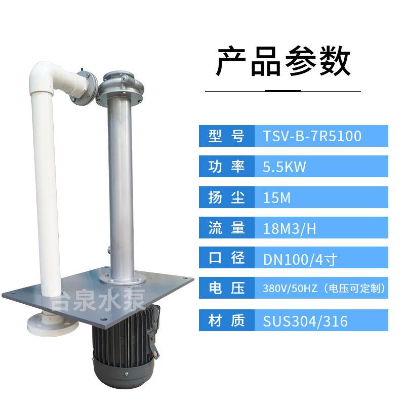 7.5HP不锈钢立式槽内泵双管喷淋泵耐高温耐腐蚀液下泵DN100