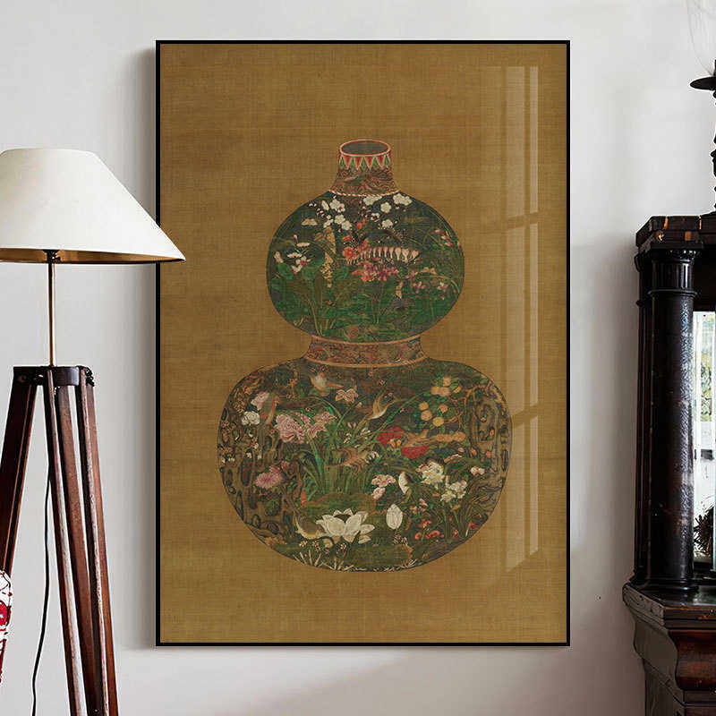 葫芦花瓶》高级感法式复古中国风装饰画新中式中古风客厅玄关壁画,家居饰品,现代装饰画,淘宝优惠券,粉丝福利购,淘宝优惠卷