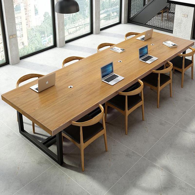 桌会议办公室培训实木大型商务洽谈职员多人办公桌简约桌椅长方形