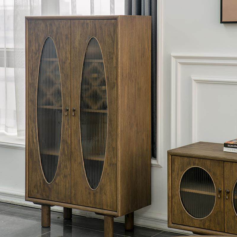 美式复古做旧实木酒柜乡村红酒储物柜怀旧橡胶木法式客餐厅仿古边