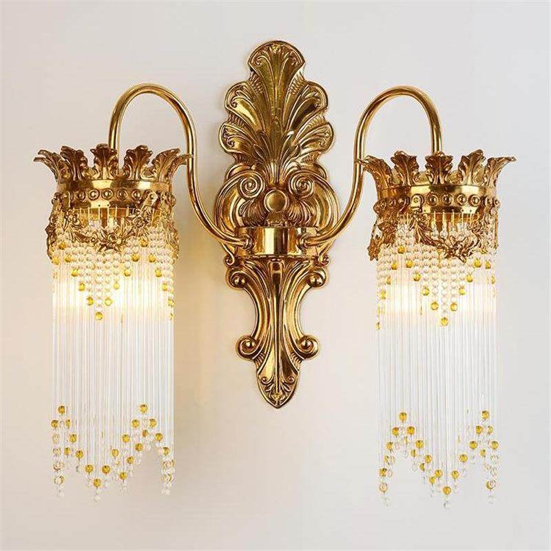 欧式壁灯卧室客厅书房餐厅水晶走廊法国豪华酒店别墅全铜大气时尚