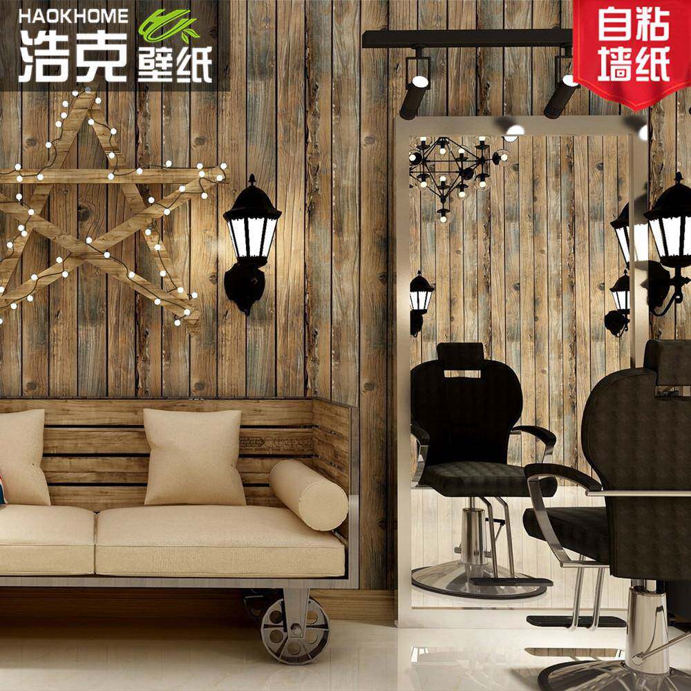 加厚复古3D立体仿真木板木纹贴纸PVC自粘仿木墙贴 餐厅背景墙壁纸