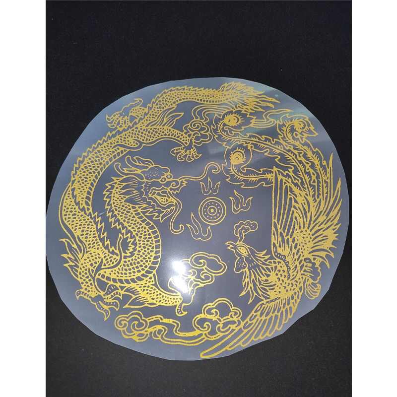新款中国风热转印烫画金色龙图案唐装校服龙图腾元素烫画胶片印花