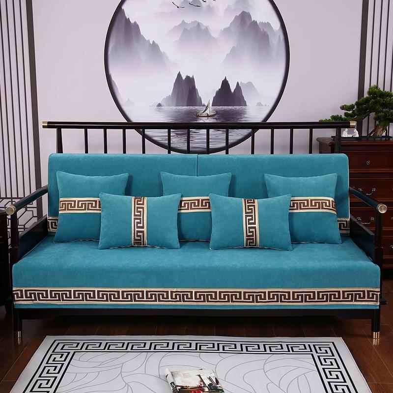 高档新沙中式垫子四季通用防滑坐垫实实红木发雪尼尔盖布木123盖