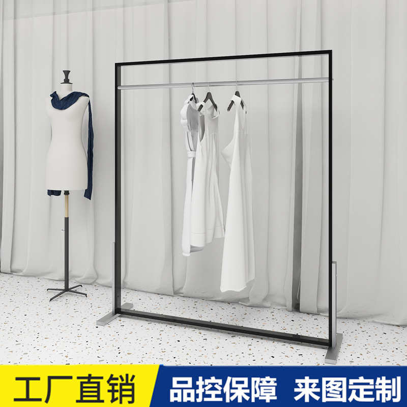 服装店展示架陈列架黑色落地式中间中岛架侧挂女装店衣架橱窗货架