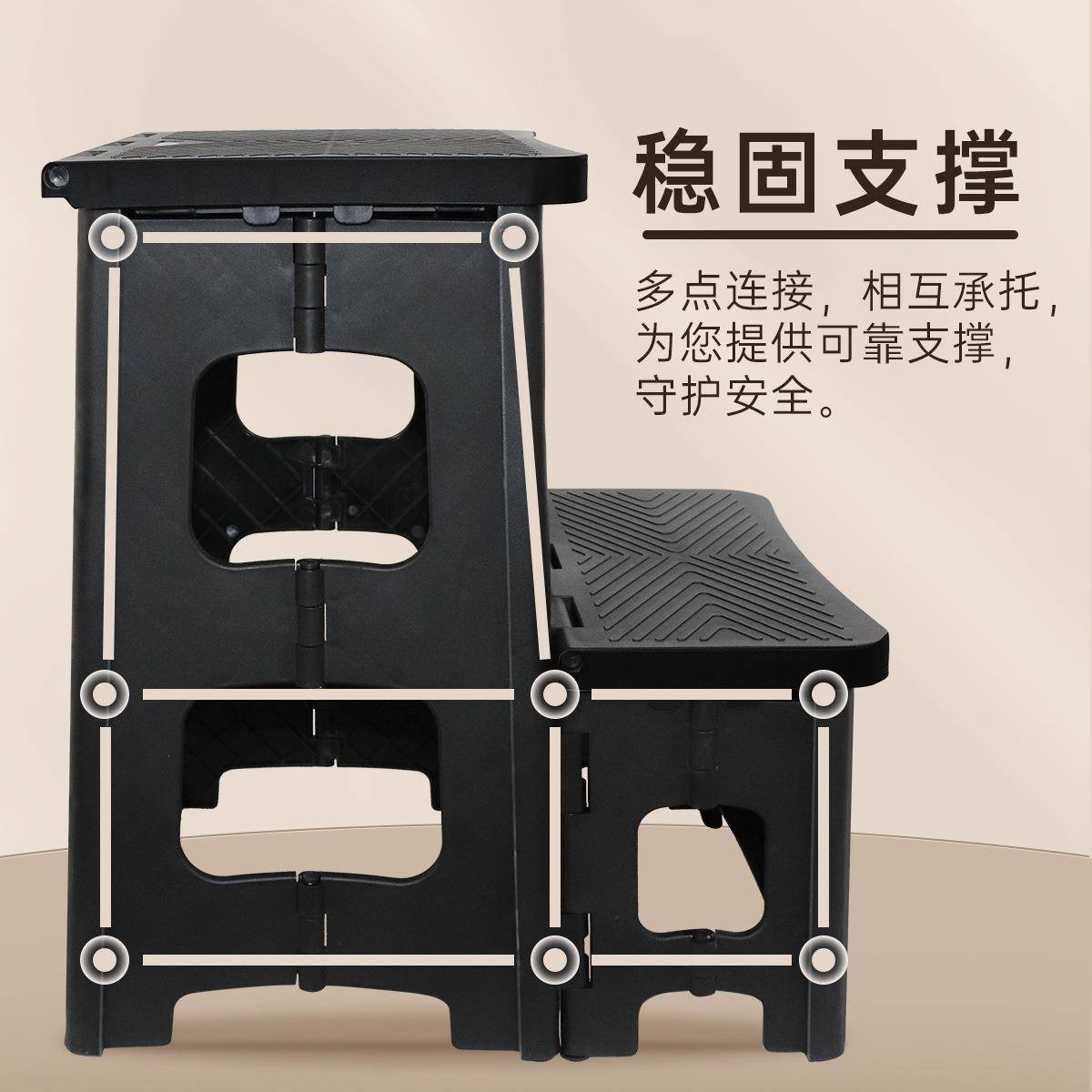 家用可折叠凳两二步梯家用塑料登高台LXE阶高低脚折叠凳子高踏子