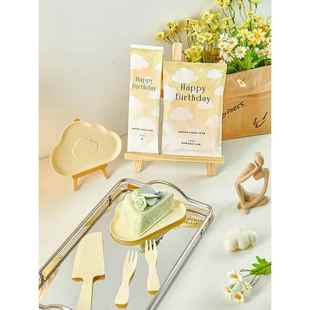 食客工具云朵餐盘 蛋糕刀叉生日派对一次性食品级刀叉盘餐具套装