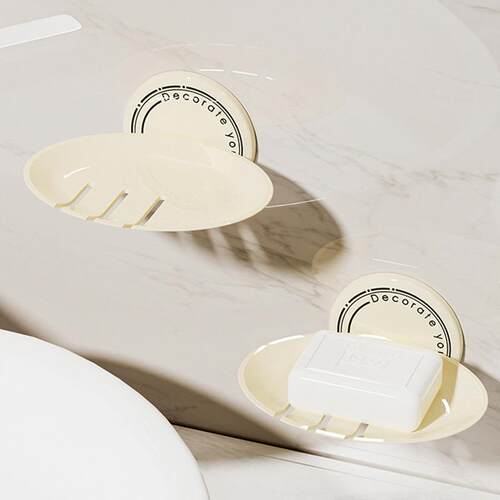 Wall-mounted soap holder, no drilling required, with drainag