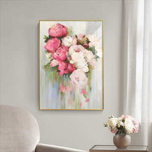 美式单幅壁画奢卧室花卉走廊玄关餐厅装饰画现代挂画进门轻大气