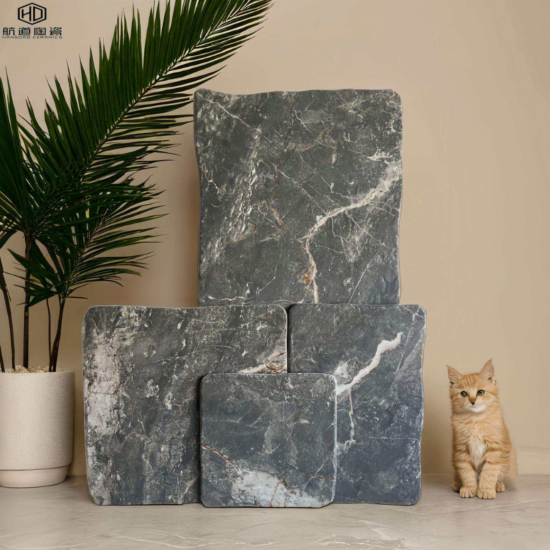 曲边莱姆石组合瓷砖500×1000仿古砖别墅庭院茶室餐厅室内外地