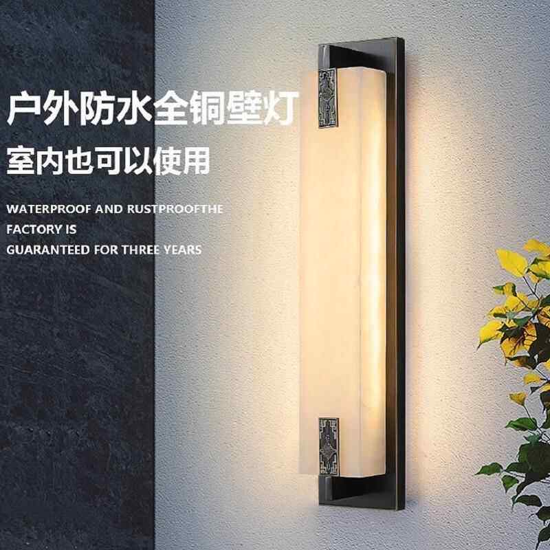 户外全铜壁灯新中式别墅庭院大门柱壁灯室外墙云石客厅电视墙灯