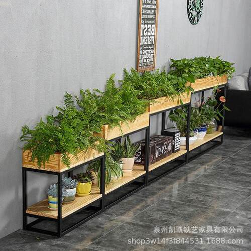 欧式实木花架家居客厅阳台铁艺落地绿植架咖啡厅餐厅创意隔断花架