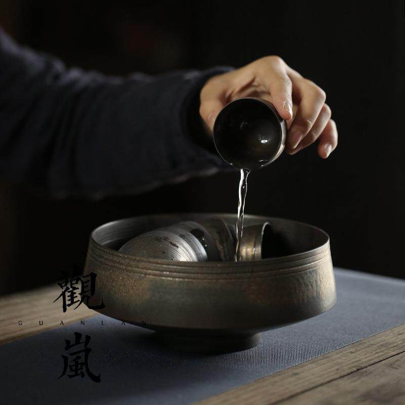 超大号手工茶洗铁釉杯洗水洗茶具茶杯收纳碗陶瓷建水茶道配件笔洗