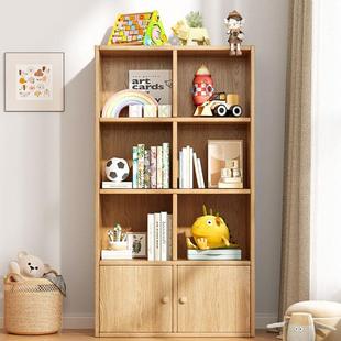 立式日式客厅书架落地带门实木儿童收纳柜方格置物柜储物柜格子柜